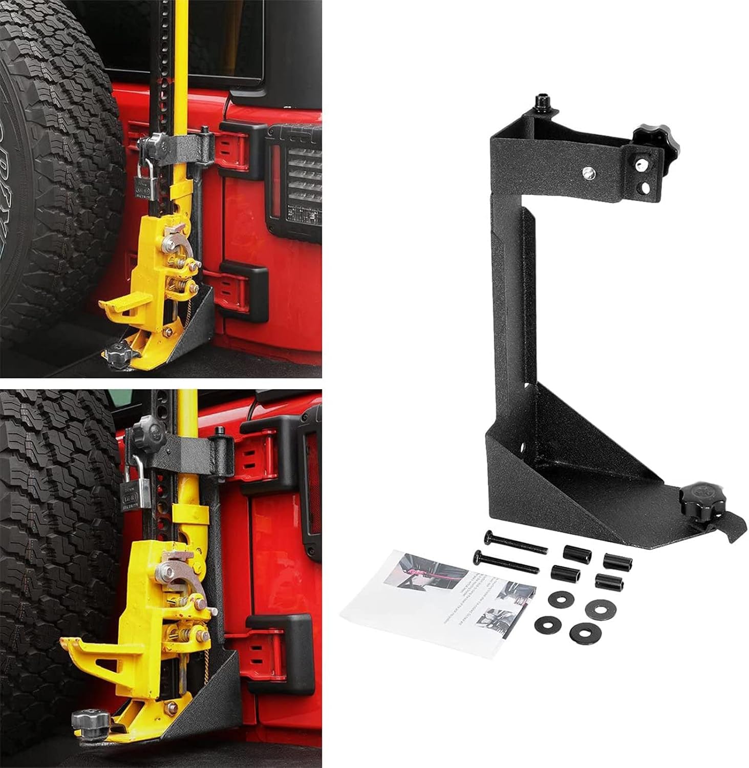 AUXMART High Lift Jack Mount Rear HIGH Lift Jack Mount for 2007 2008 2009 2010 2011 2012 2013 2014 2015 2016 2017 Jeep Wrangler JK Off-Road