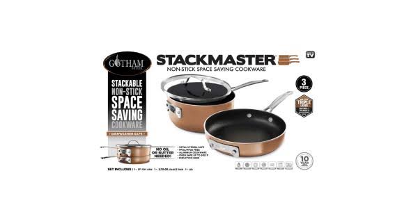 Gotham Steel 6009771 Stackmaster Aluminum Fry Pan Set Copper
