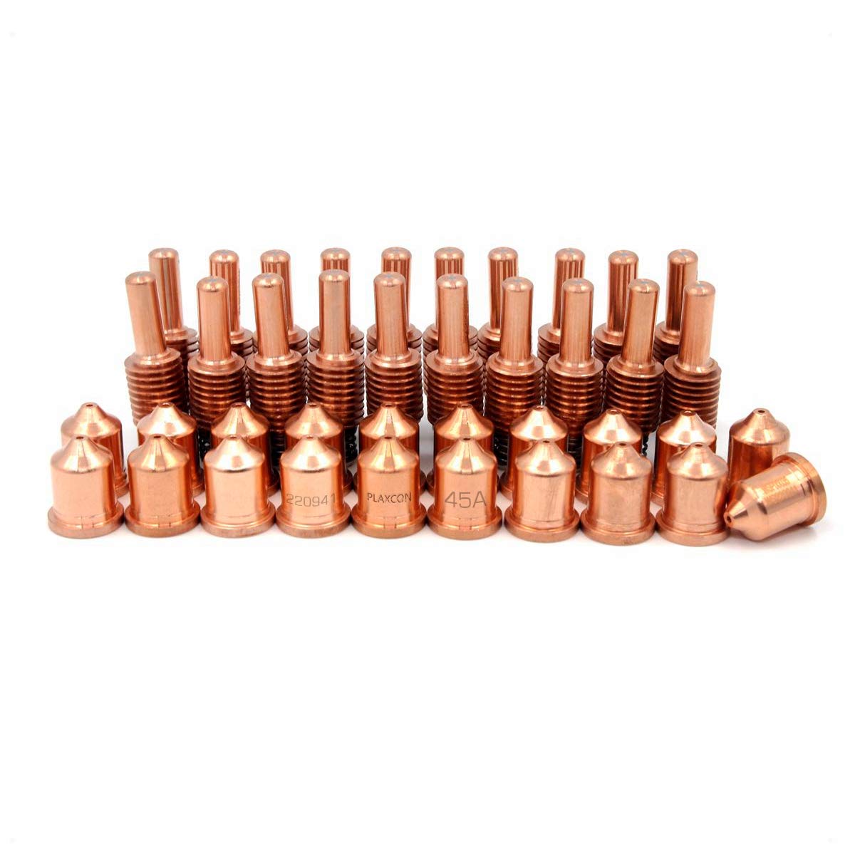 20pcs 220842 Electrode & 20pcs 220941 Tip 45A Nozzle Fit for pmx 65/85/105 Plasma Cutter Hand or Machine Torch (45A Plasma Cutting Current)