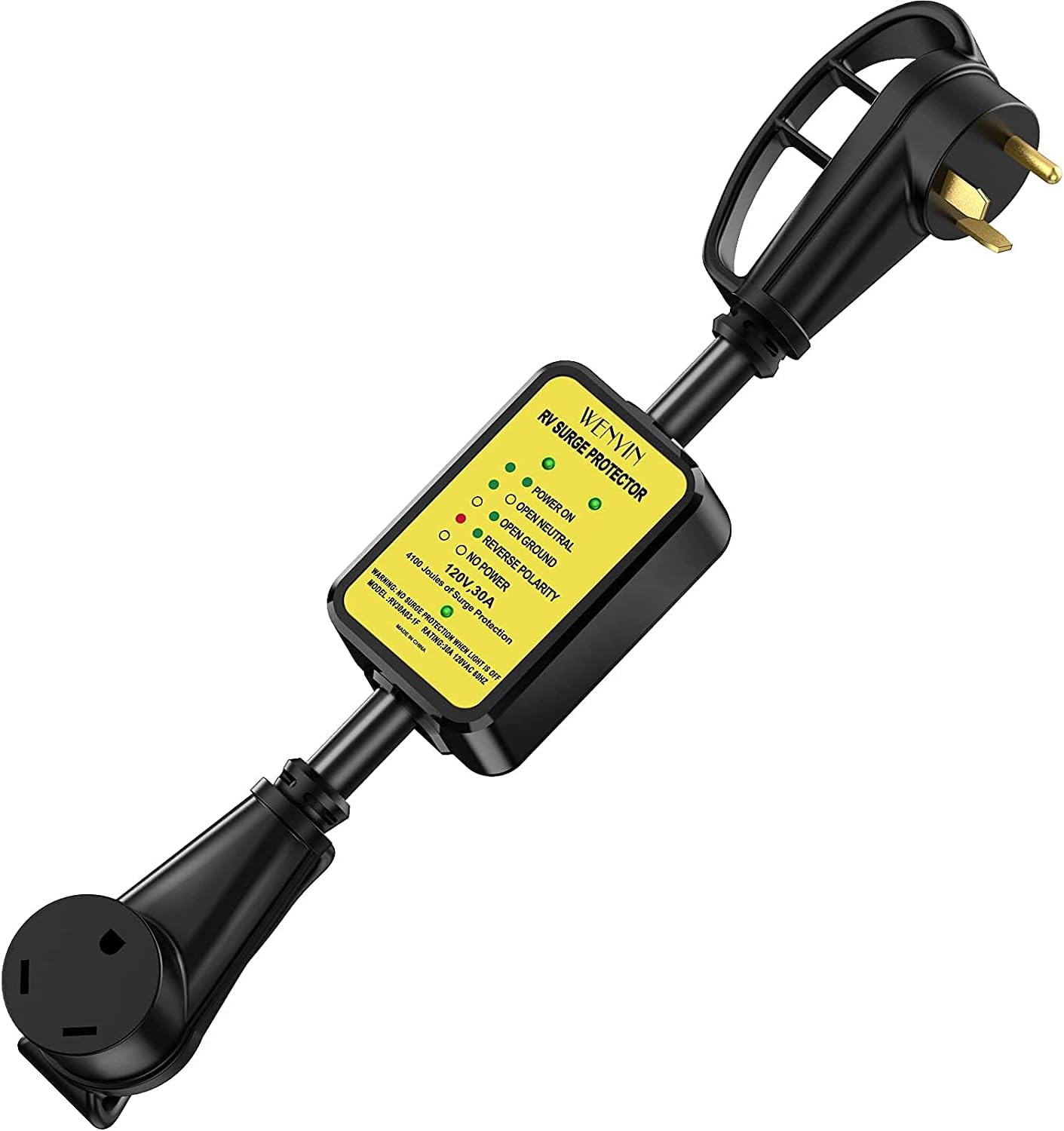 WENYIN rv Surge Protector 30 amp, rv Circuit Analyzer with LED Indicator Light，Surge Protection(4100 Joules), Designed with Easy to Use Handles Pack of 2