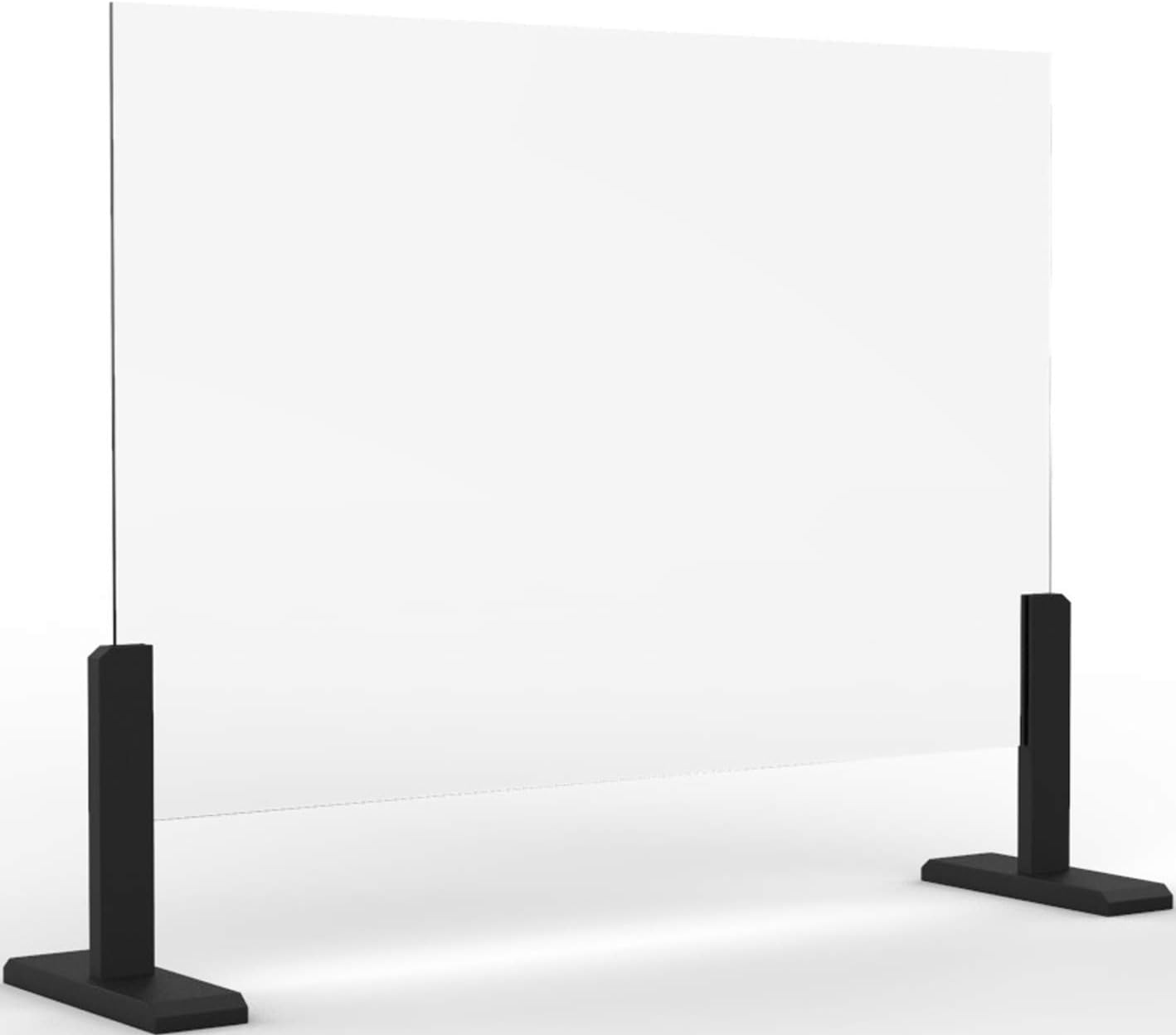 Protective Sneeze Guard for Desk - Premium Tempered Glass Shield for Office, Classroom, Reception, Counter - Adjustable Transaction Window (30