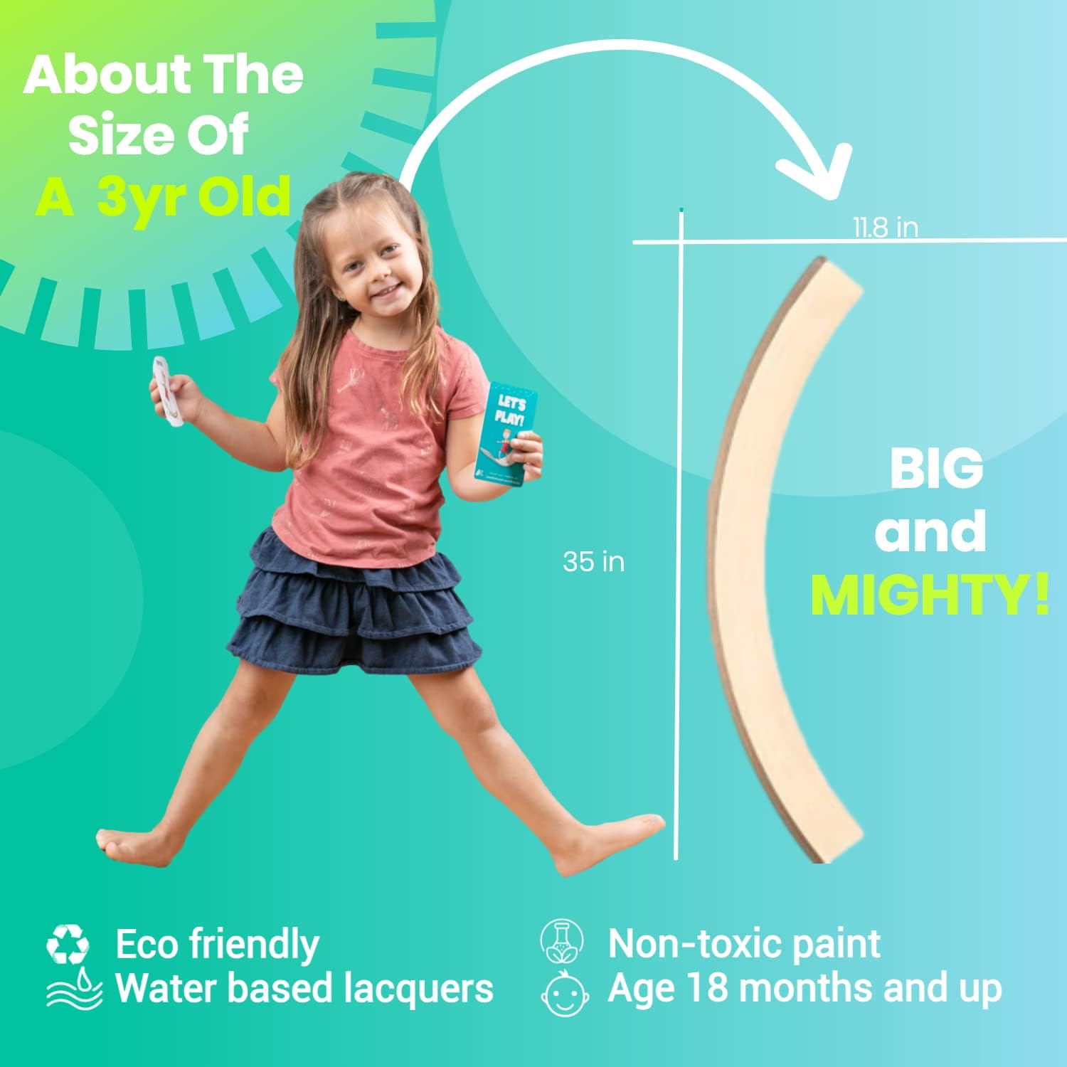 Activated Self 35 Inch Wooden Wobble Balance Board with Cards Game | Rocker Board Natural Wood | Highly Learning Endless Fun Yoga Board for Kids Pack of 2