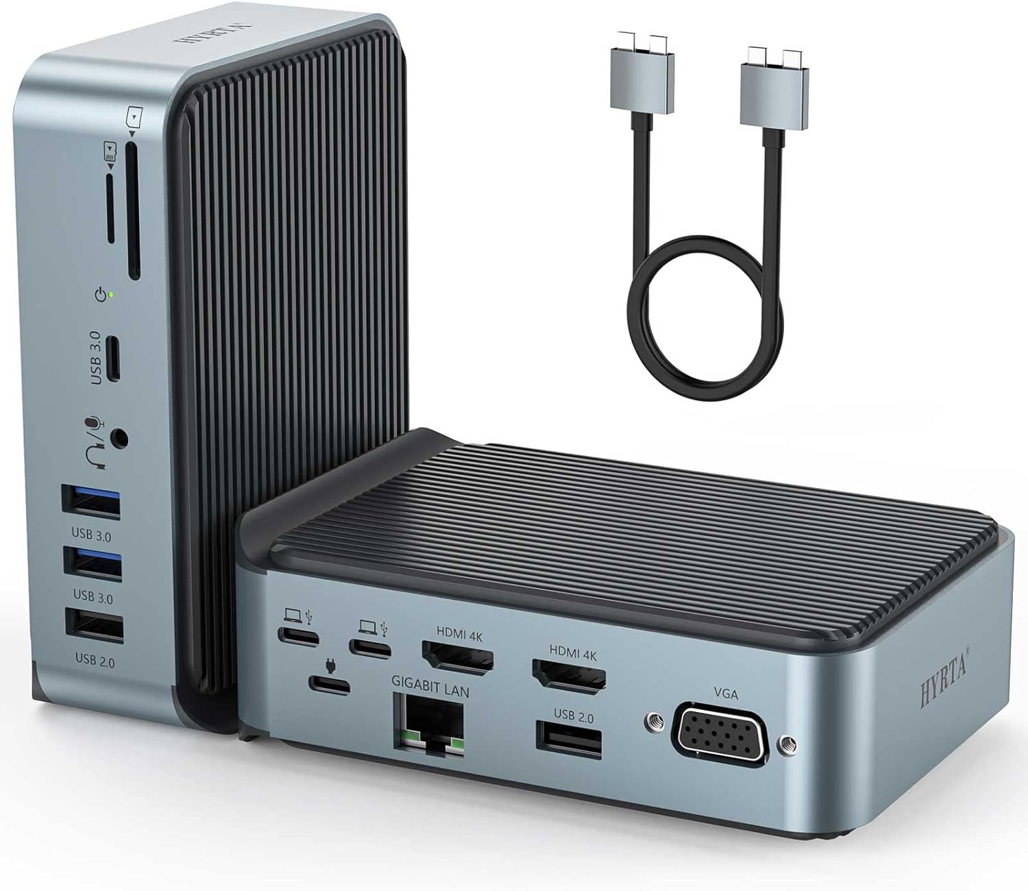 MacBook Pro Docking Station, 4k Triple Display HYRTA 15 in 2 USB C Docking Station with Dual HDMI, 4K HDMI USB C Hub Dual Monitor for MacBook Pro/Air (Incompatible with M1)