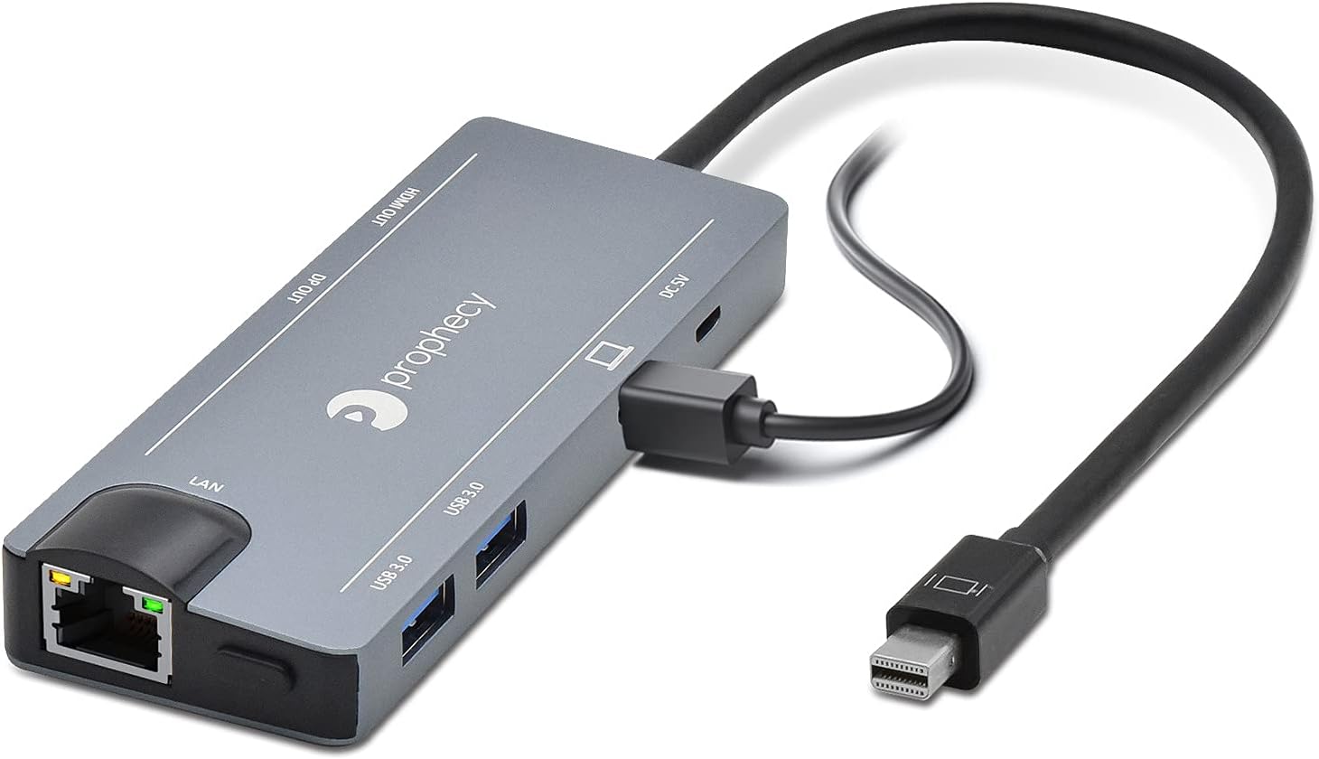 gofanco Prophecy Mini DisplayPort 4K Video Dock / Docking Station, 4K @30Hz (HDMI 1.4) or 4K @60Hz (DP 1.2), USB 3.0 & Gb Ethernet Adapter Hub, PC, and MacBook, TAA Compliant (Windows & Mac)