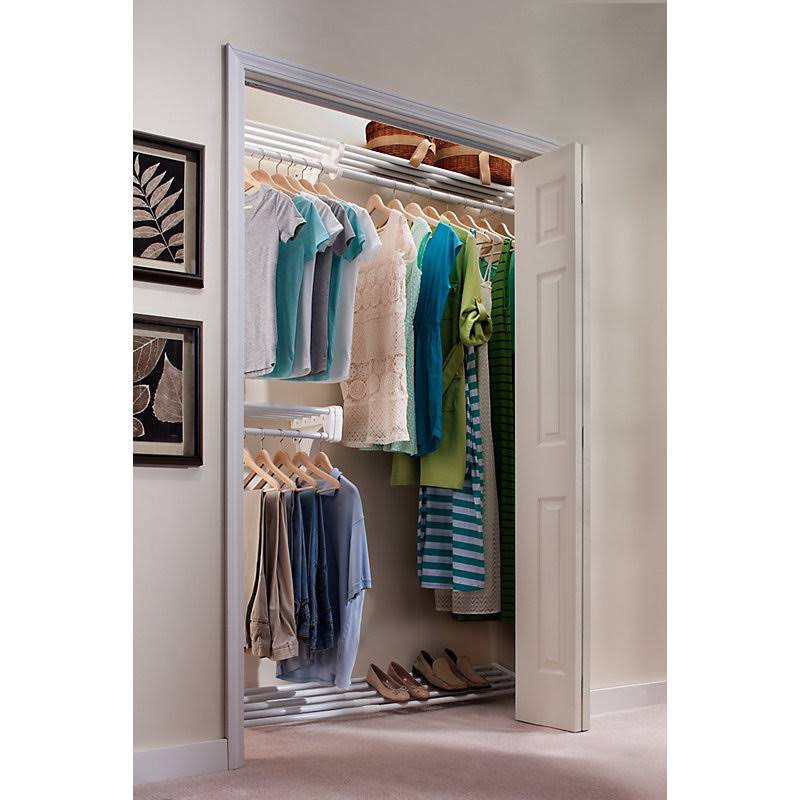 EZ Shelf 18& Closet Kit, Up to 18.4& Hanging and Shelf Space, White