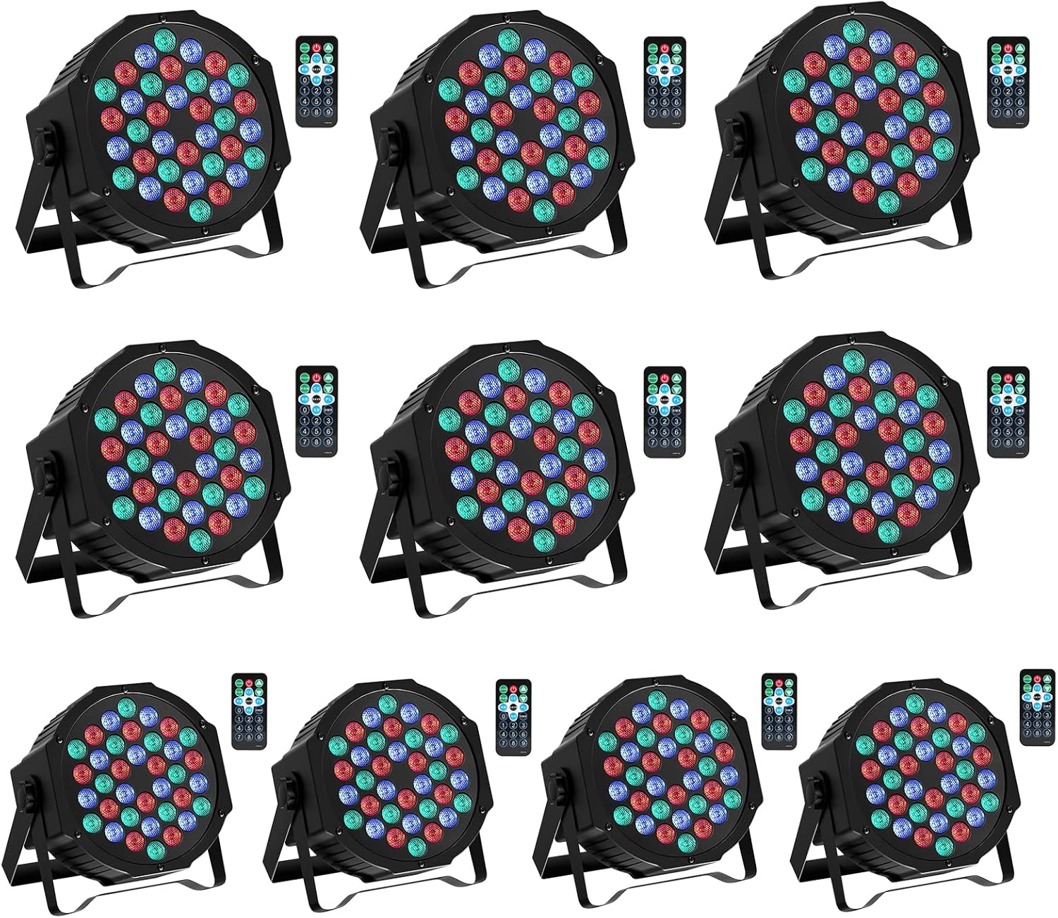 HOLDLAMP Stage Lights LED Par Lights 36x2W LED RGB Par Lights with 7 Mode Sound Activated and DMX Controller Sound Activated DJ Lights for Party, Concert, Wedding, Party, Club, KTV(10 Packs)