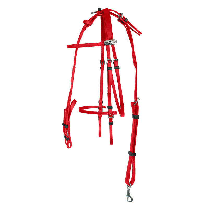 Finn Tack Synthetic American Bridle Complete, Red