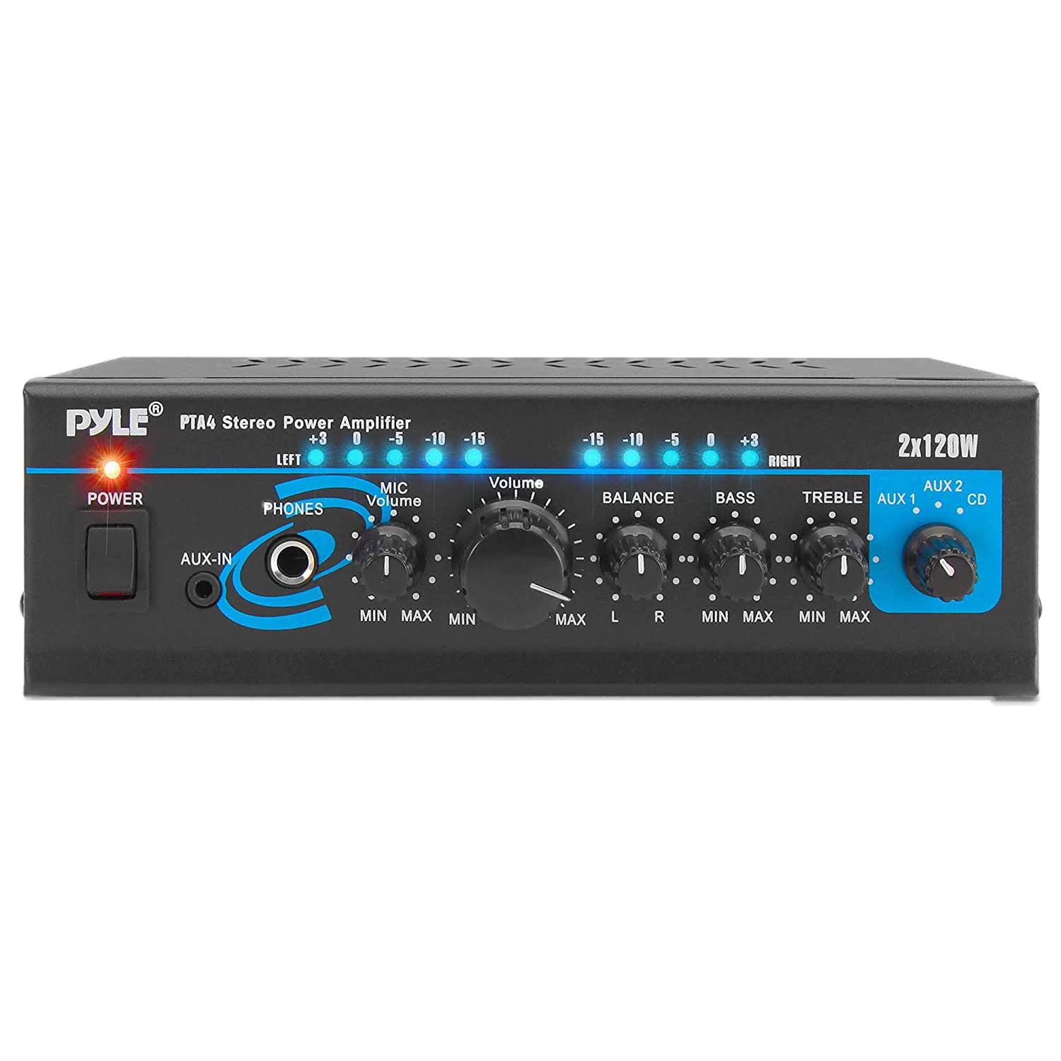 Pyle Home PYLPTA4 Mini Stereo Power Amplifier - 240W Total - Black