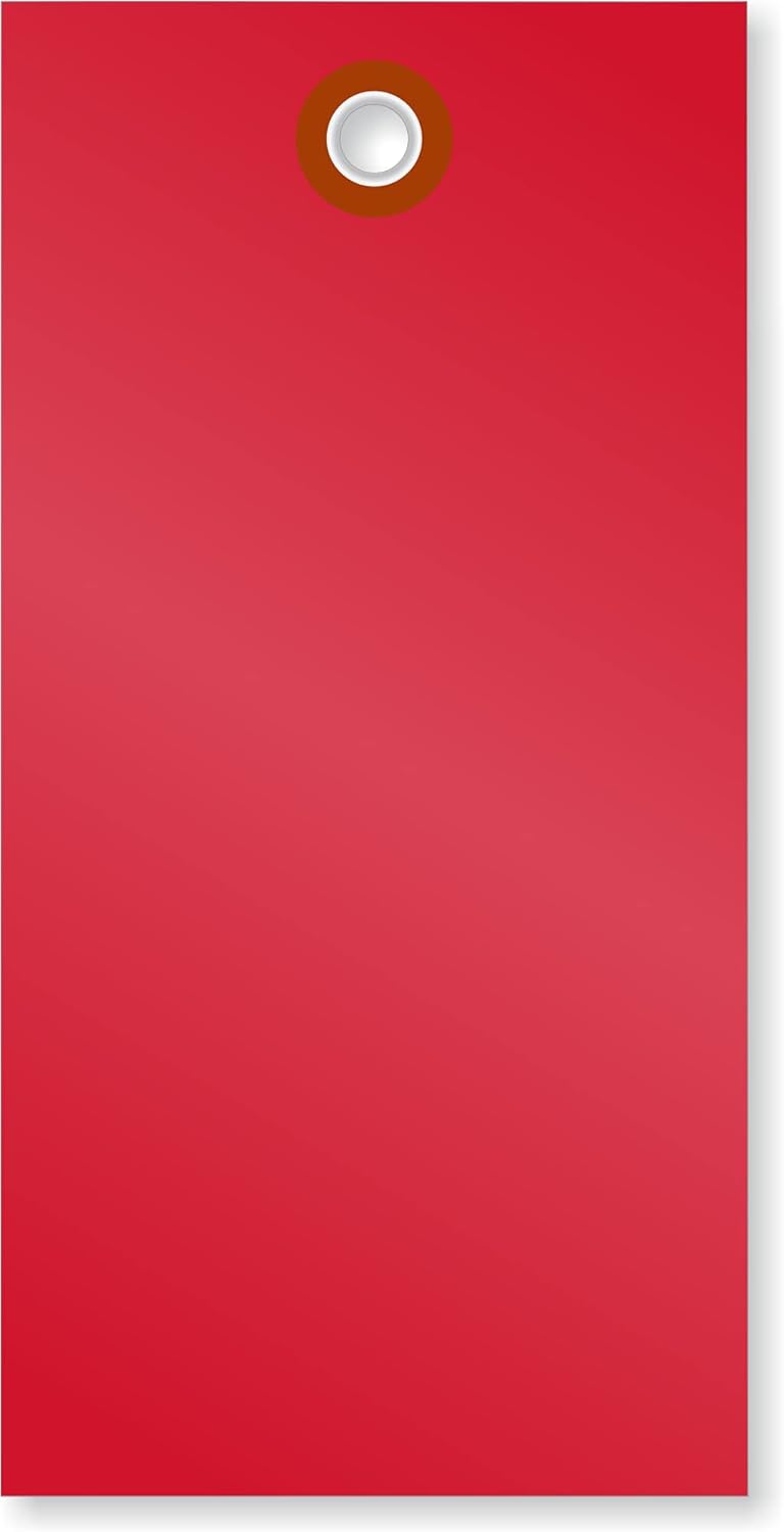 SmartSign (Pack of 1000) 4.75 x 2.375 inch “Red” Blank Tyvek Shipping Tags with Metal Eyelets, Size #5, 8 mil Thick Tyvek