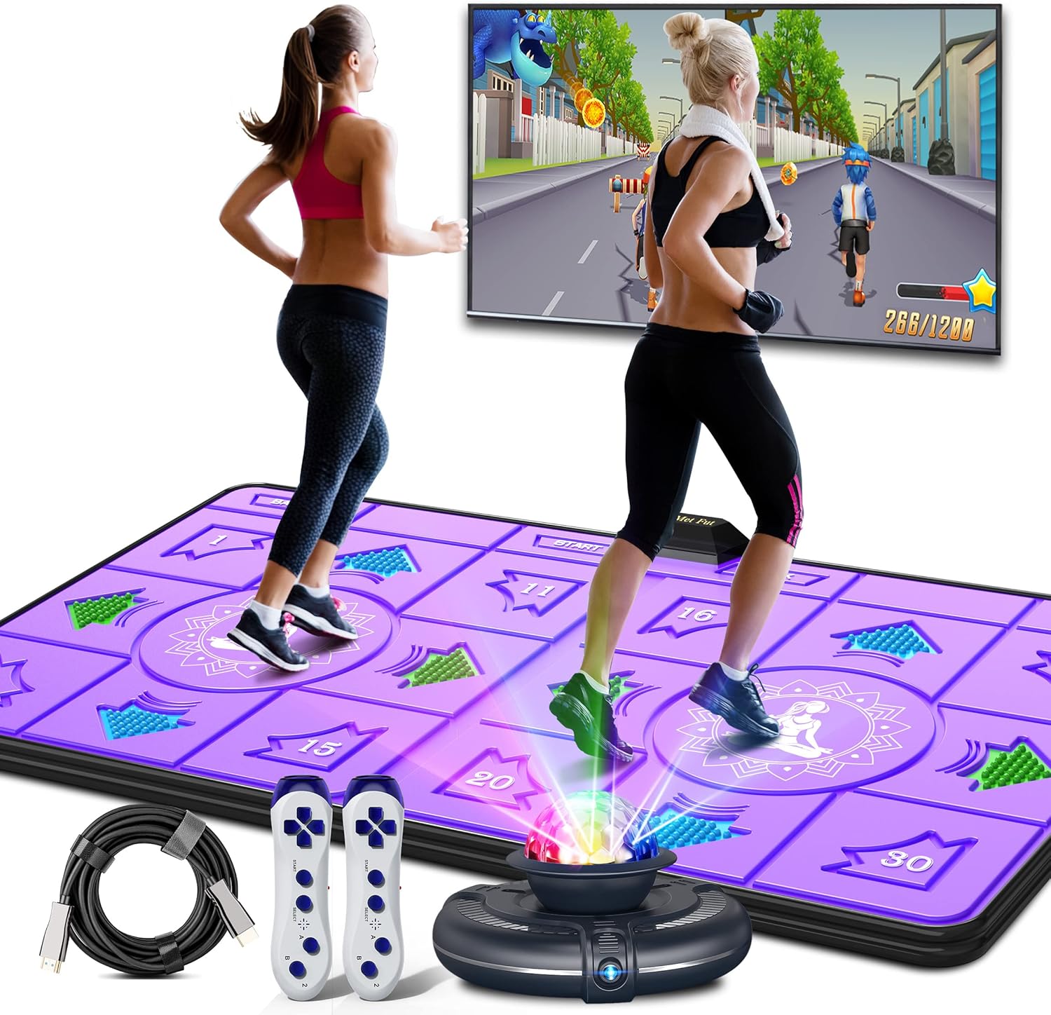 Dance Mat for Kids and Adults,Musical electronic dance mat, Double User Yoga dance floor with Wireless Handle, HD Camera Game Multi-Function Host, Non-Slip Dance Pad, HDMI Interface for TV