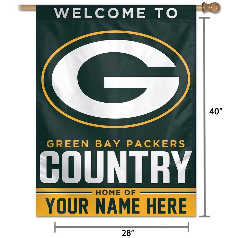 WinCraft Green Bay Packers Personalized 27&& x 37&& 1-Sided Vertical Banner