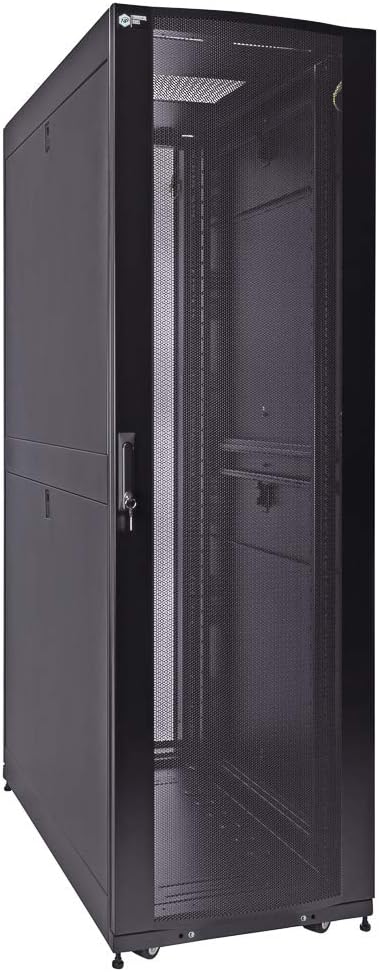 NavePoint Commercial Series 42U Server Rack Cabinet, 1200mm Depth with Fan Compatible Top, Perforated Door, Black