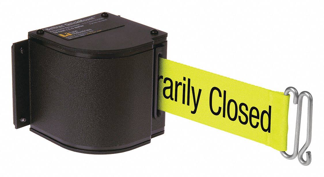 Lavi Industries 50-3016M-WB-18-FY-S7 Quick Mount Safety Barricade, 18 ft. Retractable Belt Extension - Wrinkle Black