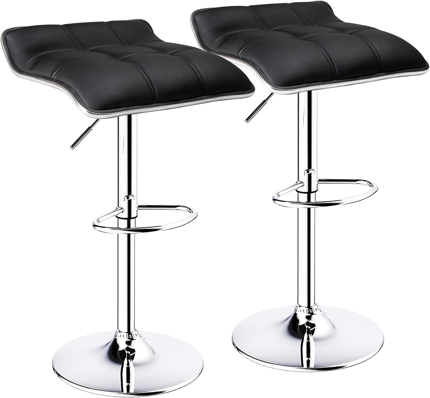 ErgoDesign Bar Stools Set of 2, Square Backless Adjustable Bar Stools, Swivel Bar Stool, Barstools Set of 2 (White)