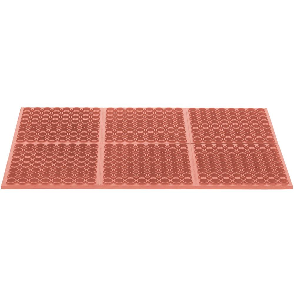 Cactus Mat 3525-R4 VIP Tuffdek 3& x 2& Red Heavy-Duty Grease-Resistant Rubber Anti-Fatigue Floor Mat - 7/8x22 Thick
