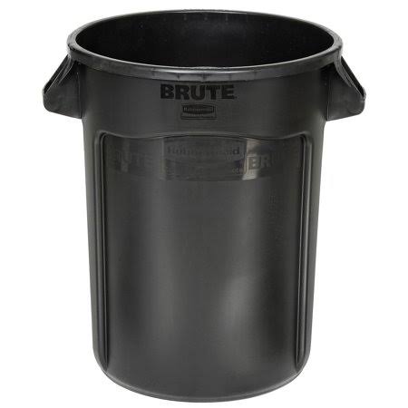 Rubbermaid Brute Trash Container w/Venting Channels, 44 Gallon, Black