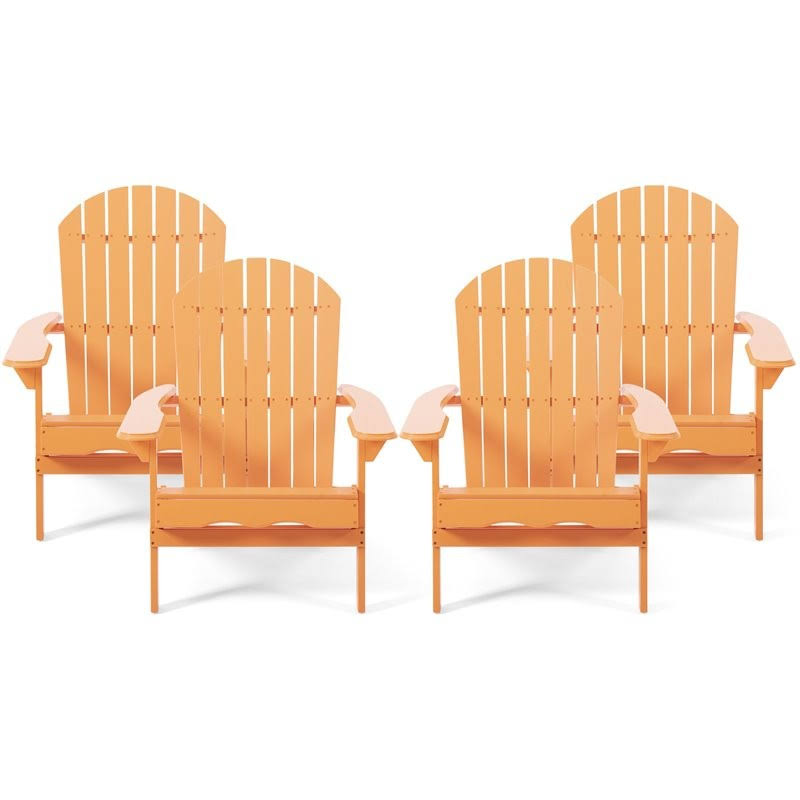 Noble House Malibu Acacia Wood Adirondack Chair in Tangerine (Set of 4)