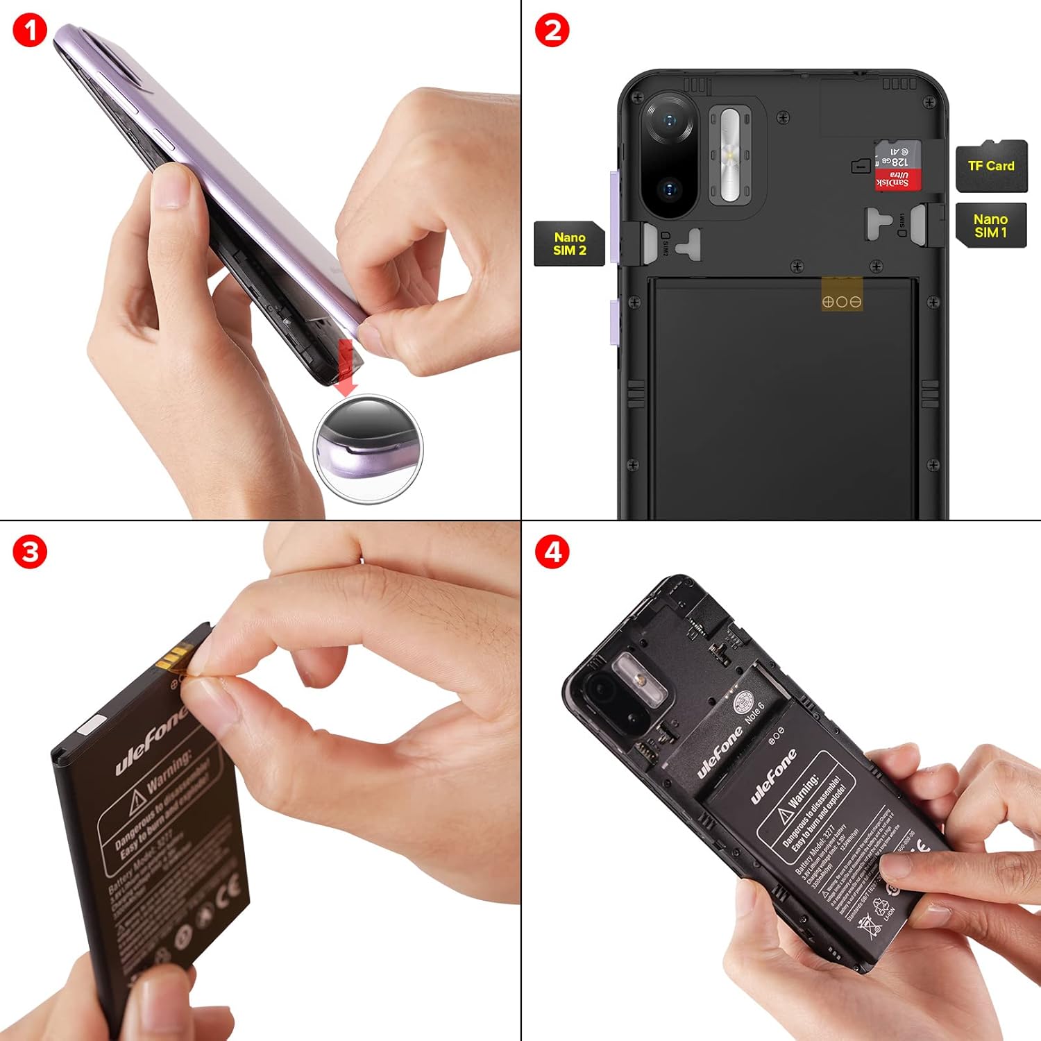 Latest Android 11 Phone, Ulefone Note 6 Unlocked Smartphone, 6.1” HD+ Full Screen, Quad-core 1GB+32GB Mobile Phone, 3300mAh Battery, Face Unlock, AI Camera 5MP+2MP Cell Phones- Purple