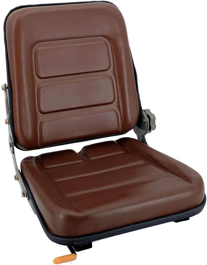 Cozyel PVC Forklift Seat Suspension Tractor Seat with 140&deg; Adjustable Back | Brown | Fits Excavator Forklift, Tractor, Skid Loader, Backhoe Dozer Telehandler, Heavy Mechanical Seat