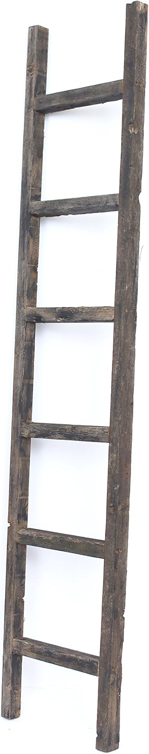 BarnwoodUSA Rustic Farmhouse Decorative Ladder - Our 6 ft Ladder can be Mounted Horizontally or Vertically and is Crafted from 100% Recycled and Reclaimed Wood | No Assembly Required | Black Pack of 2