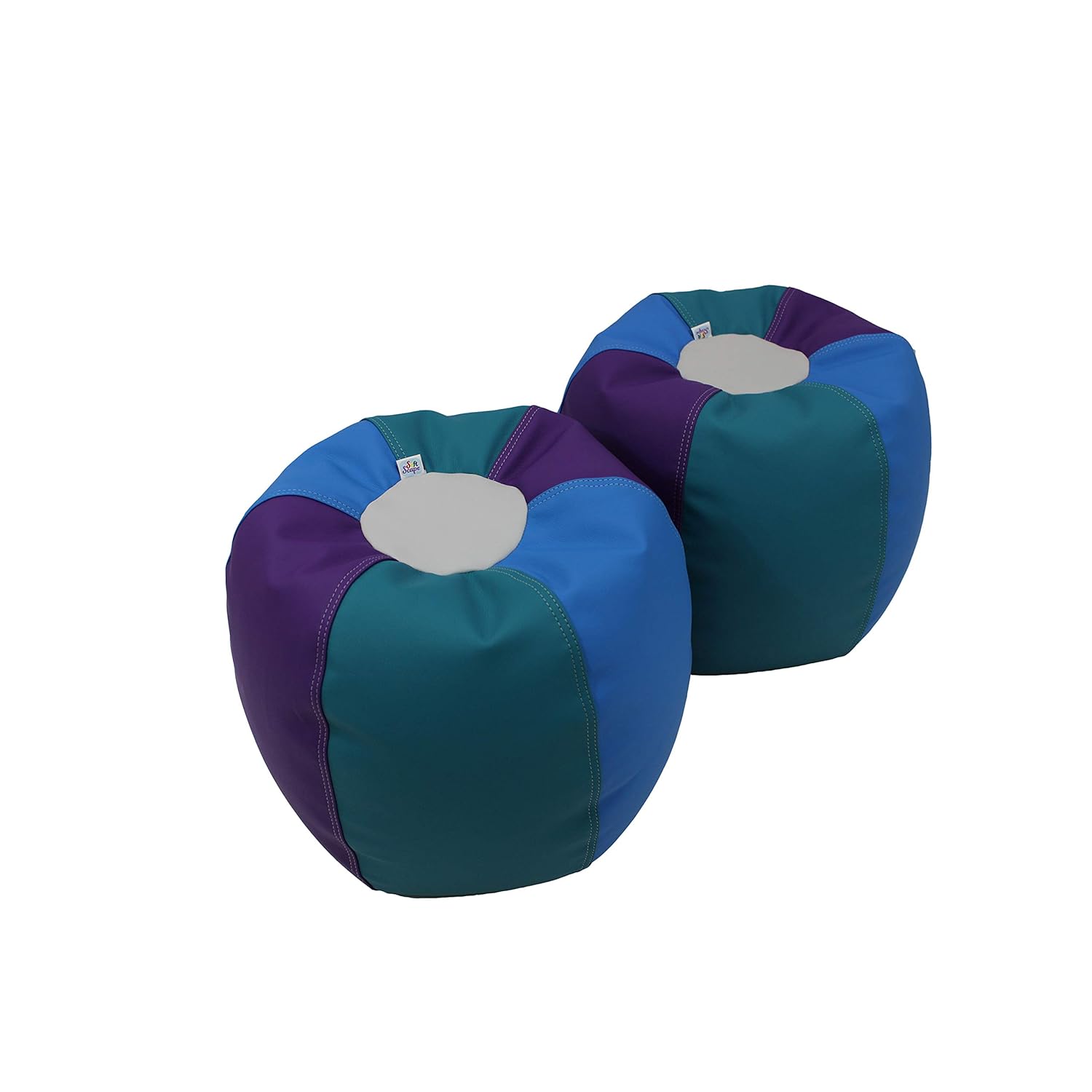 FDP SoftScape 12 inch Puffs, Bean Seating Set for Kids, Colorful, Flexible and Lightweight for Daycare, Preschool, Home, Playroom (2-Pack) - Assorted