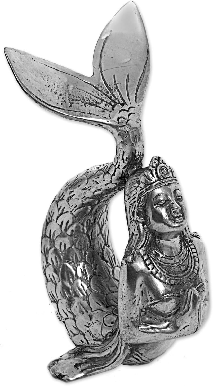 NOVICA Silver Tone People and Portraits Bronze Sculptur, Mermaid Royalty' Pack of 2