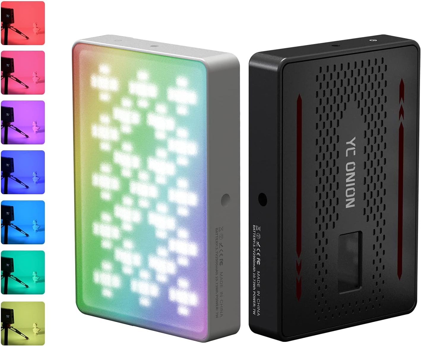 YC Onion RGB Camera Light Photography Studio Video Lighting with APP Control, Dimmable 3200K-6200K LED Video Light CRI98+ 360&deg;Full Color Camera Light, Fill Light with Cold Shoe Bracket(Black)