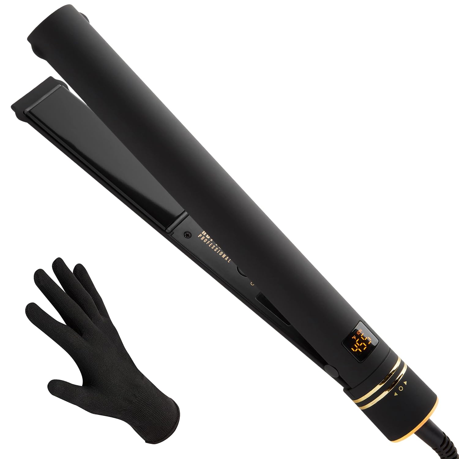 HOT TOOLS Pro Artist Black Gold + Titanium Digital Flat Iron, 1-1/4 inch