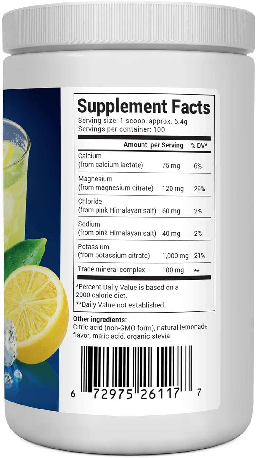 Dr. Berg's Electrolyte Powder Lemonade - Hydration Drink Mix Supplement Helps Replenish and Rejuvenate Your Cells Keto-Friendly - NO Maltodextrin or Sugar - No Ingredients from China - 100 Servings Pack of 2