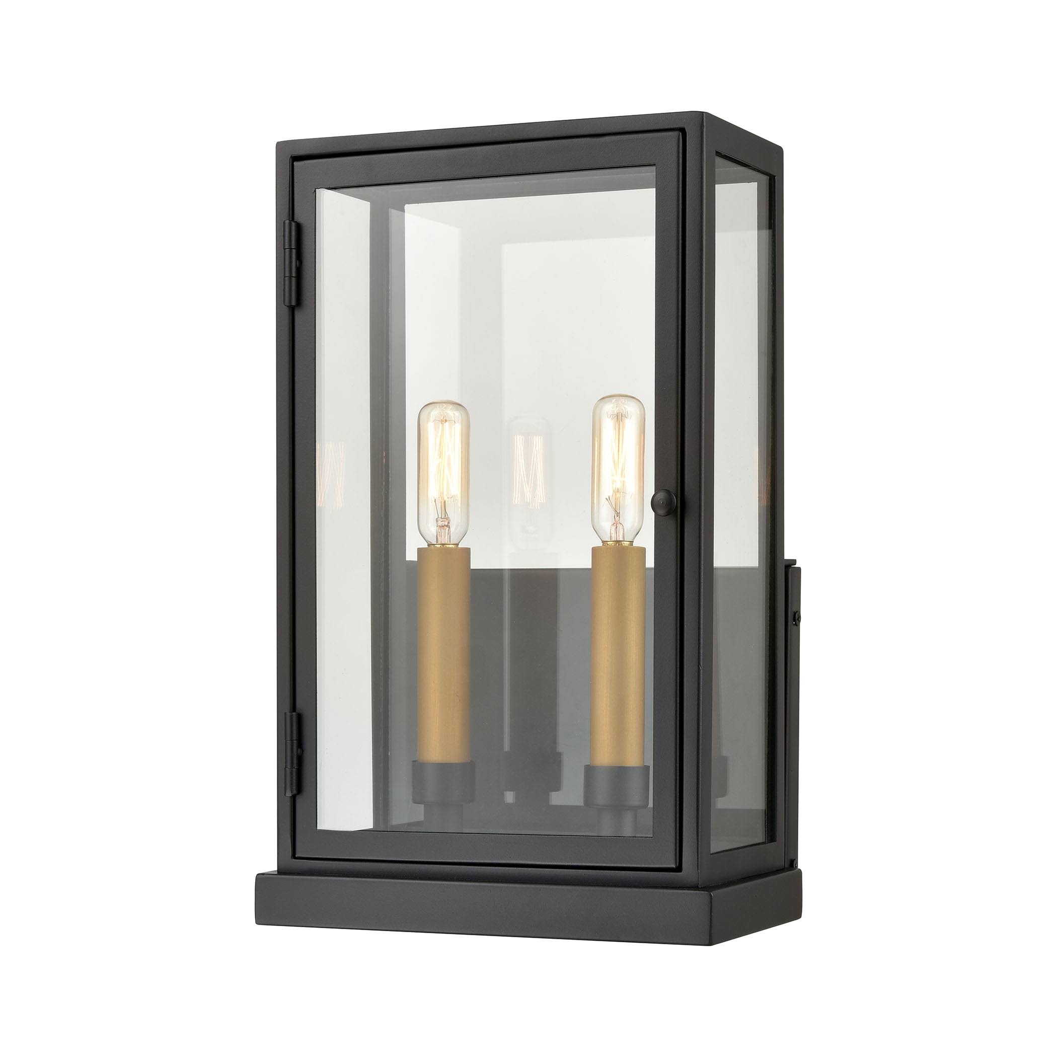 Elk Lighting Foundation 2-Light Sconce Matte Black/Aged Brass 45502/2