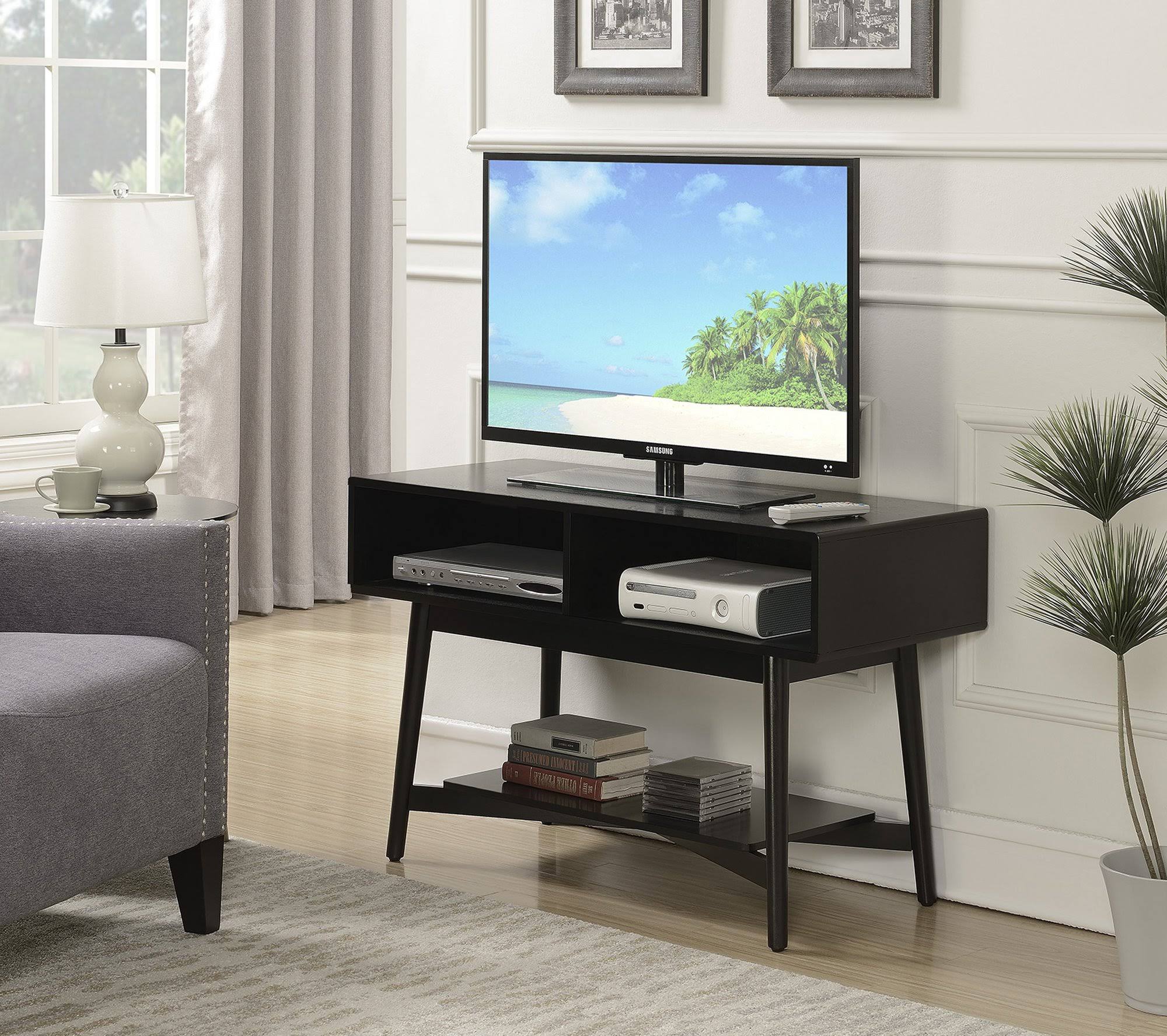 Convenience Concepts Savannah Black Mid Century TV Stand