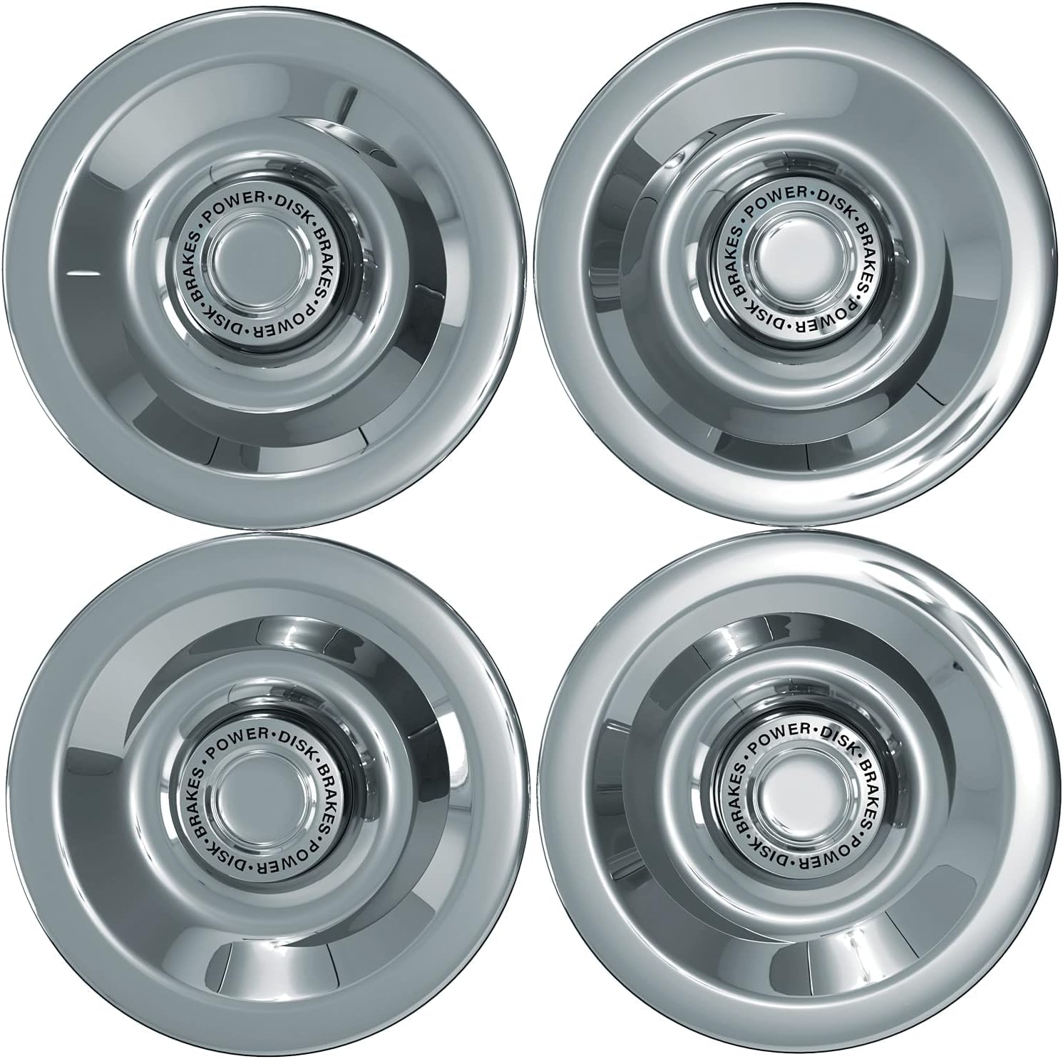 OxGord Power Disc Rally Wheel Center Caps (Pack of 4) Best for GM Classic Car Accessories | Snaps Over 14x6, 14x7, 15x6, 15x7, 15x8 & 15x10 Rim - Stainless Steel Cap is 7
