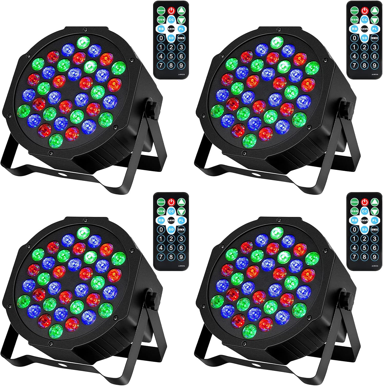 Litake 36 LED DJ Par Lights,RGB Stage Lights Sound Activated,DMX Compatible LED Up Lights,7 Modes Uplighting Lights with Remote for Wedding Event Party Concert, 4 Packs