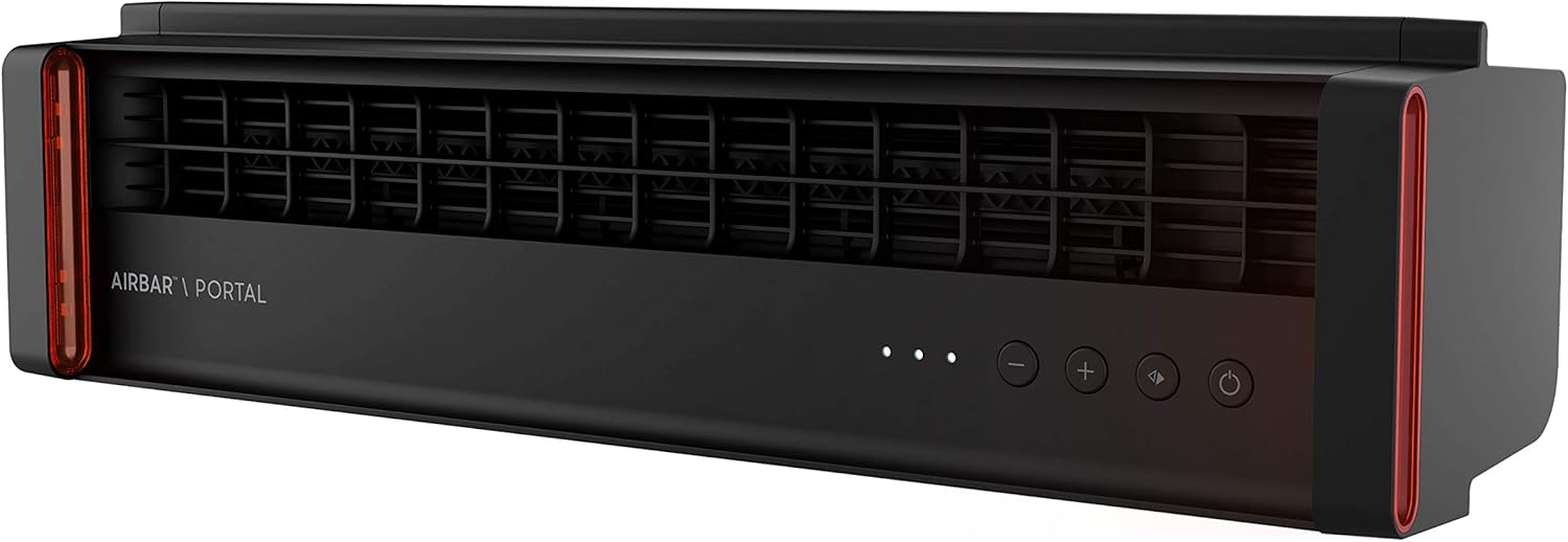 Sharper Image PORTAL Window Fan with 3 Speeds, Reversible Exhaust Mode, Weather Resistant, White, Black