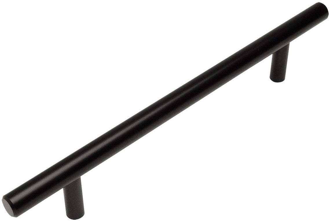 Cosmas 404-160FB Flat Black Solid Steel Construction 3/8 inch Slim Line Euro Style Cabinet Hardware Bar Pull - 6-5/16 inch (160m