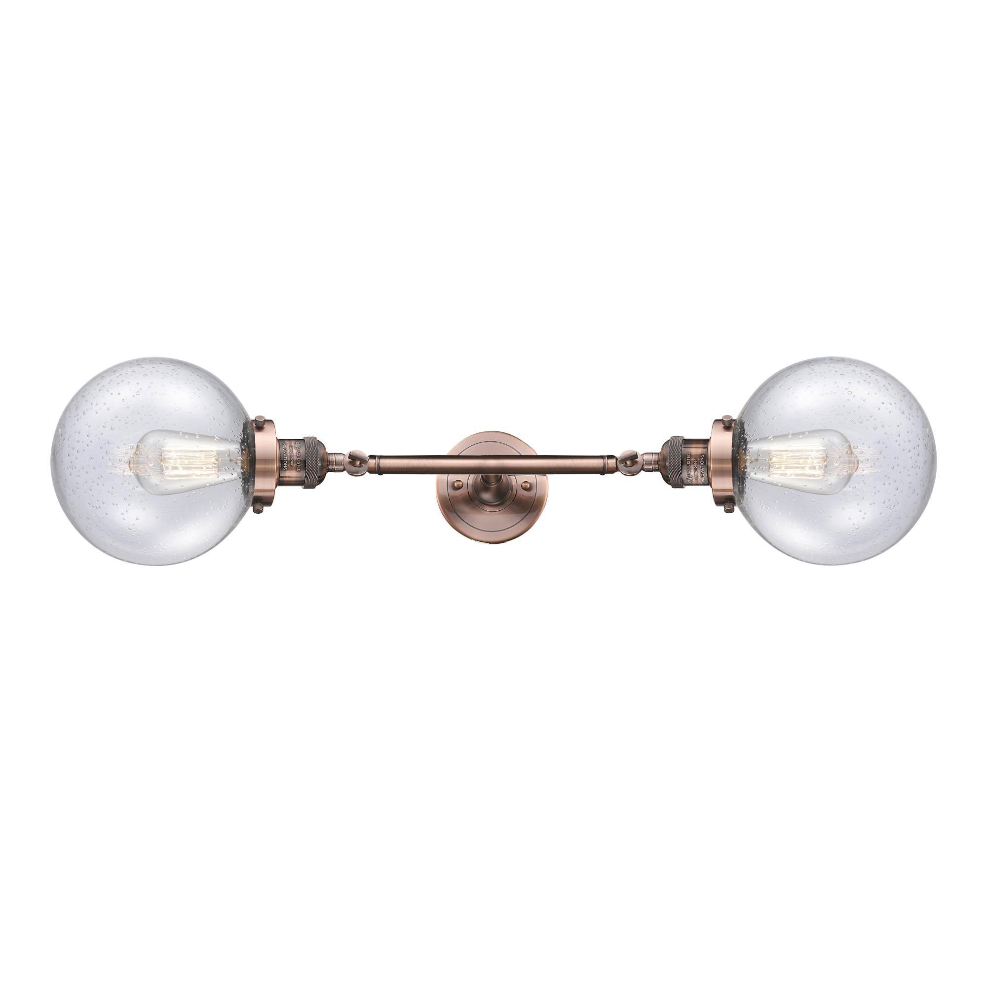 Innovations 208L-AC-G204-8 Antique Copper Large Beacon 2 Light Bath Vanity Light