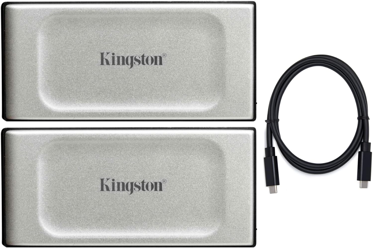 Kingston XS2000 2TB High Performance Portable External SSD (2-Pack) with Koah PRO Thunderbolt USB-C Cable Bundle (3 Items)