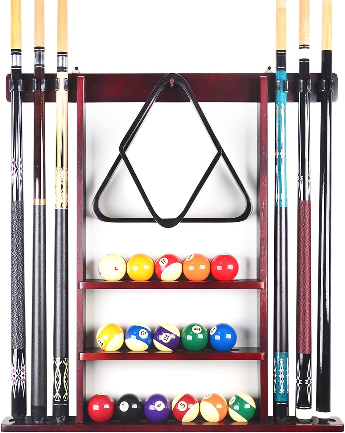 MoyanSuper Pool Cue Rack Wall Mounted Rack for Billiard/Pool Cue Solid Wood Pool Cue Stick Holder (Cue Rack Only) Pack of 2