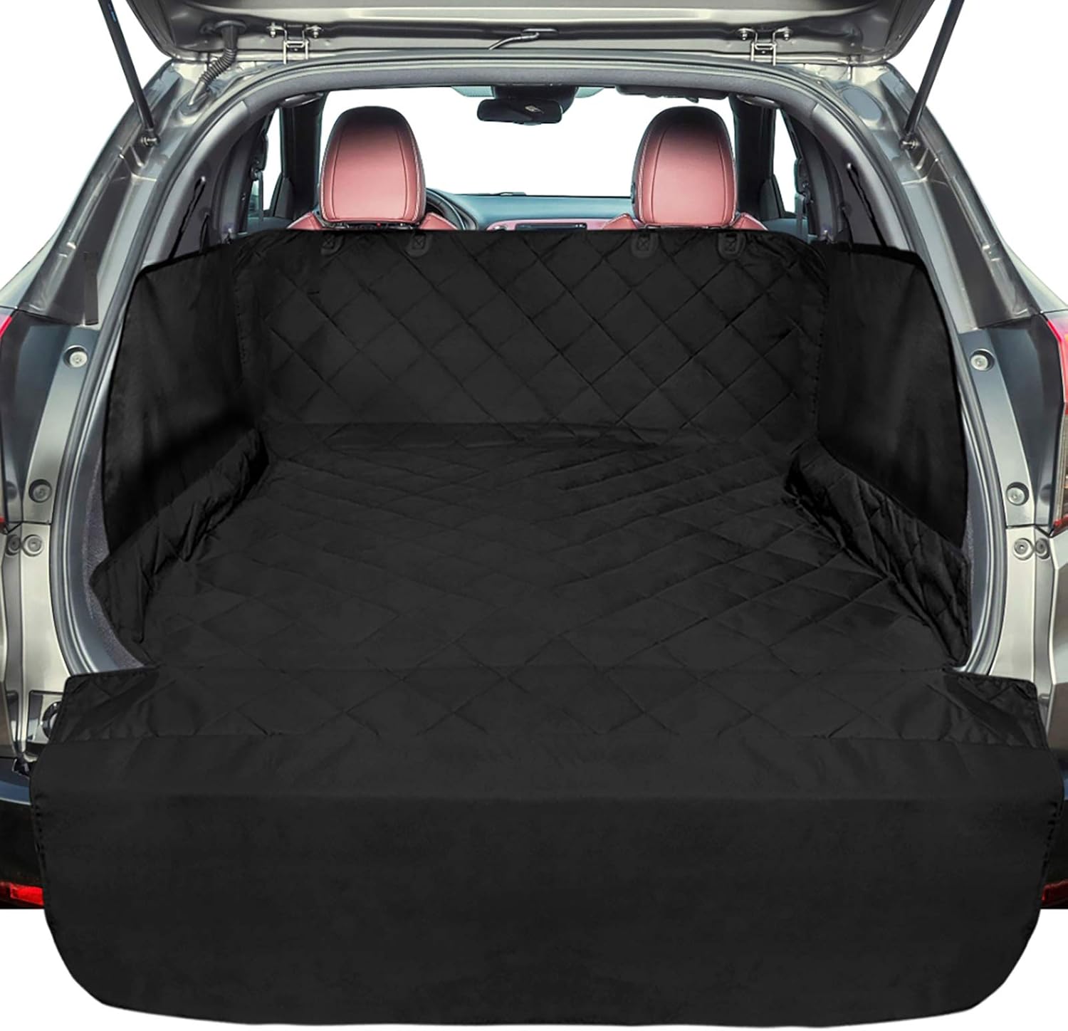 SUV Cargo Liner for Dogs, F-color Waterproof Pet Cargo Cover with Side Flap Protector Dog Seat Cover Mat for SUVs Sedans Vans with Bumper Flap, Non-Slip, Large Size Universal Fit, Khaki Pack of 2