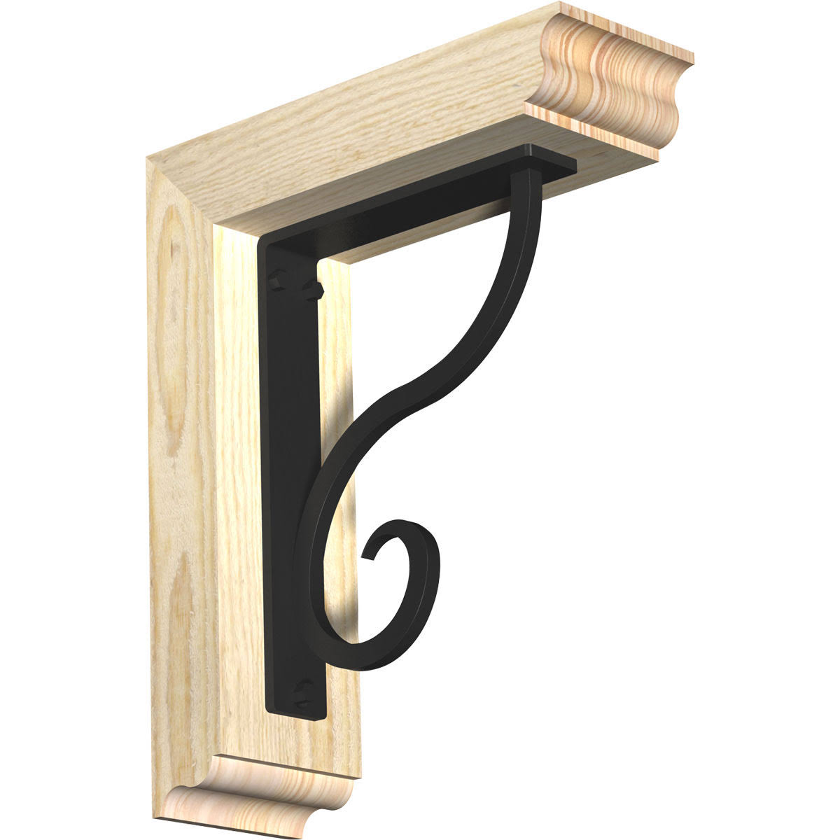 Ekena Millwork 4 inchw x 11 1/2 inchd x 14 inchh Ashford Traditional Ironcrest Rough Sawn BRACKET, Douglas Fir (1 1/2 inchw x 7