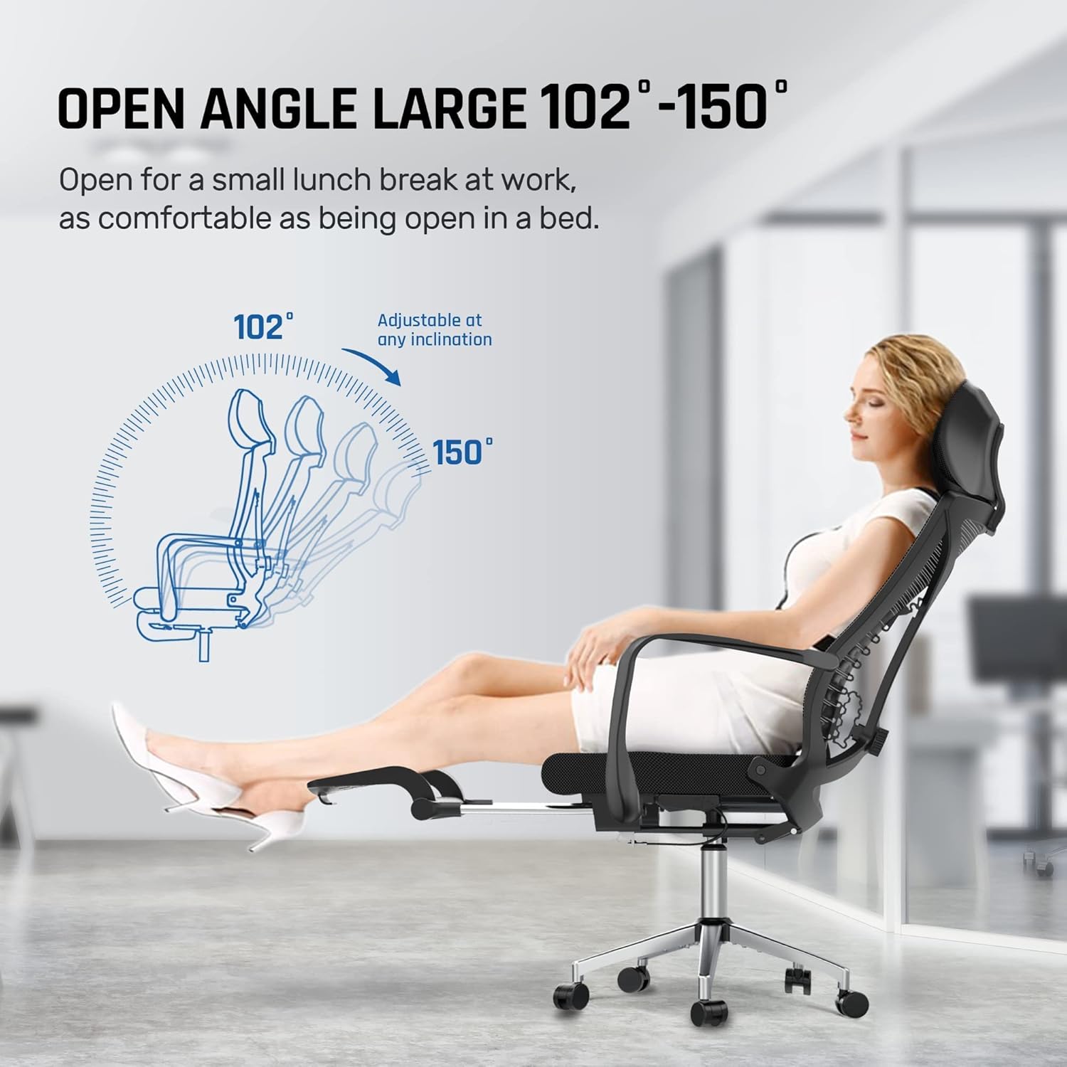 Office Chairs Clearance Comfortable Ergonomic Adjustable High Back Headrest, Cushion Lumbar Support Mesh Home Office Chair with Foot Rest