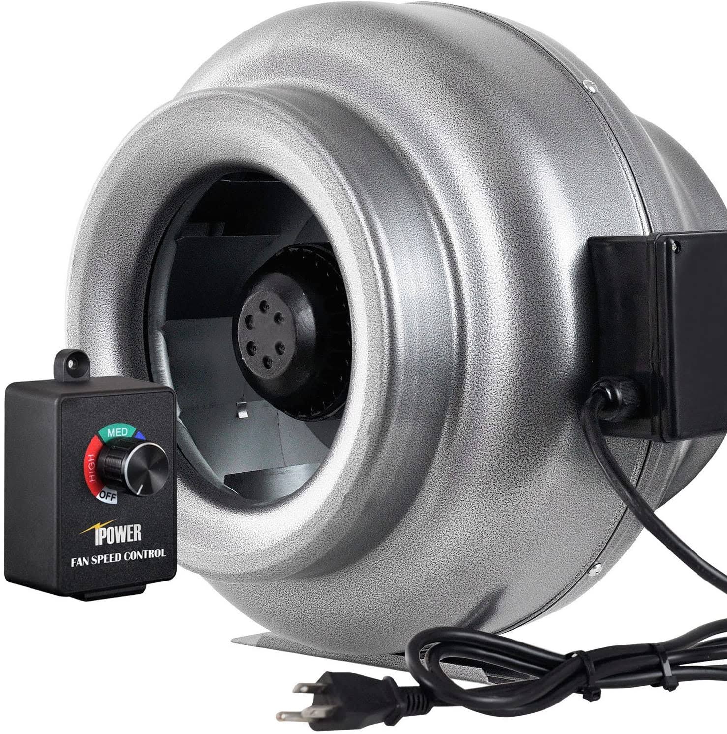 iPower Glfanxinlctr12 12 inch 1060 CFM Duct Inline HVAC Exhaust Blower VENTILATION Fan with Variable Speed Controller 12x22 Grey