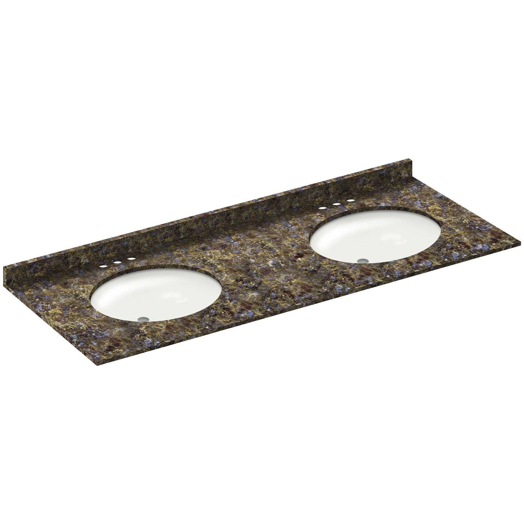 LessCare Horizon Blue Butterfly 61W 22D 4 in. Spread Double Vanity Top with Backsplash LGBB61224D