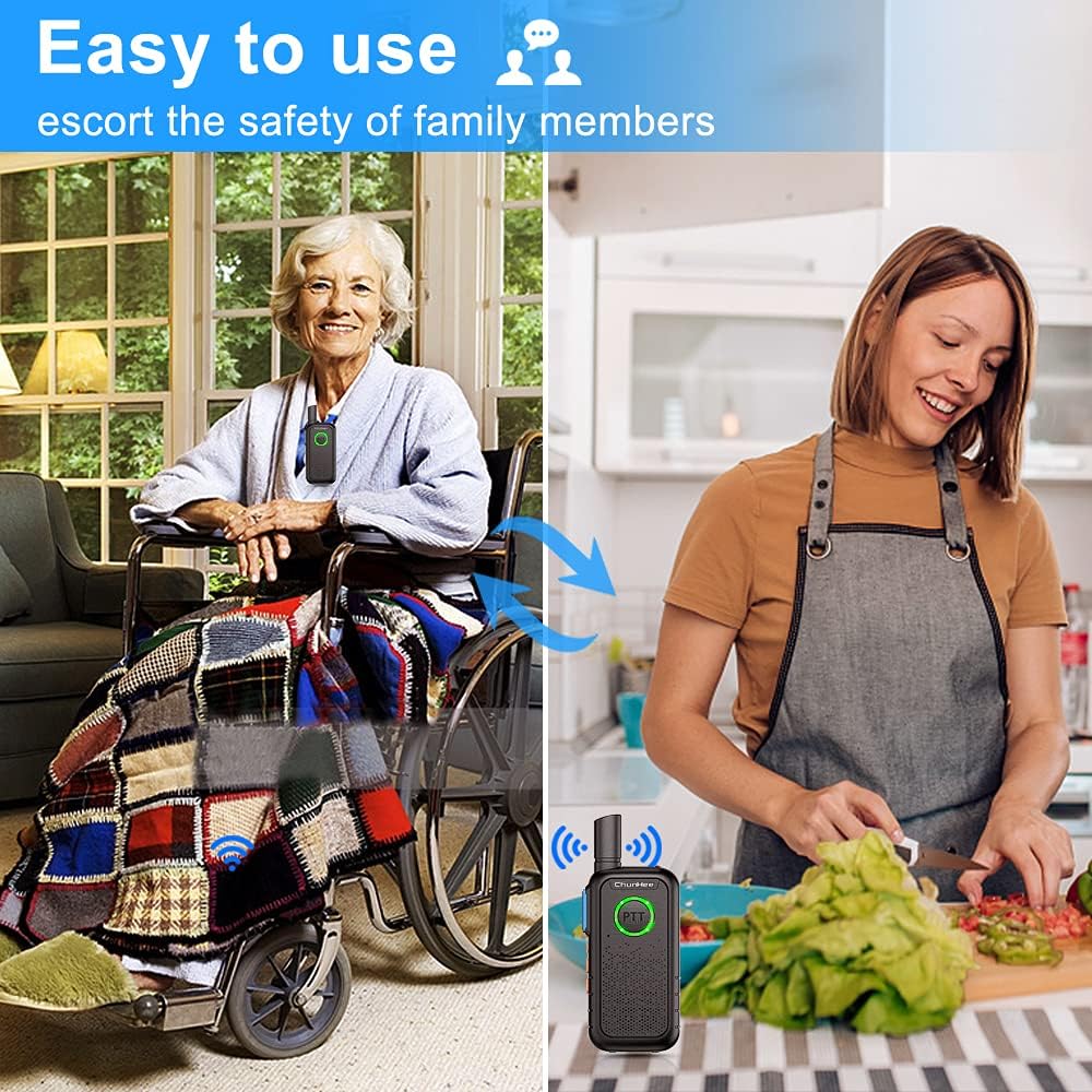 Chunhee Wireless Intercom System for Elderly/Kids, Home Intercom System Room to Room Communication, 1.5 Miles Long Range 16 Channel Intercom System for Office/Camping/Hiking/Vacation (2 Pack)