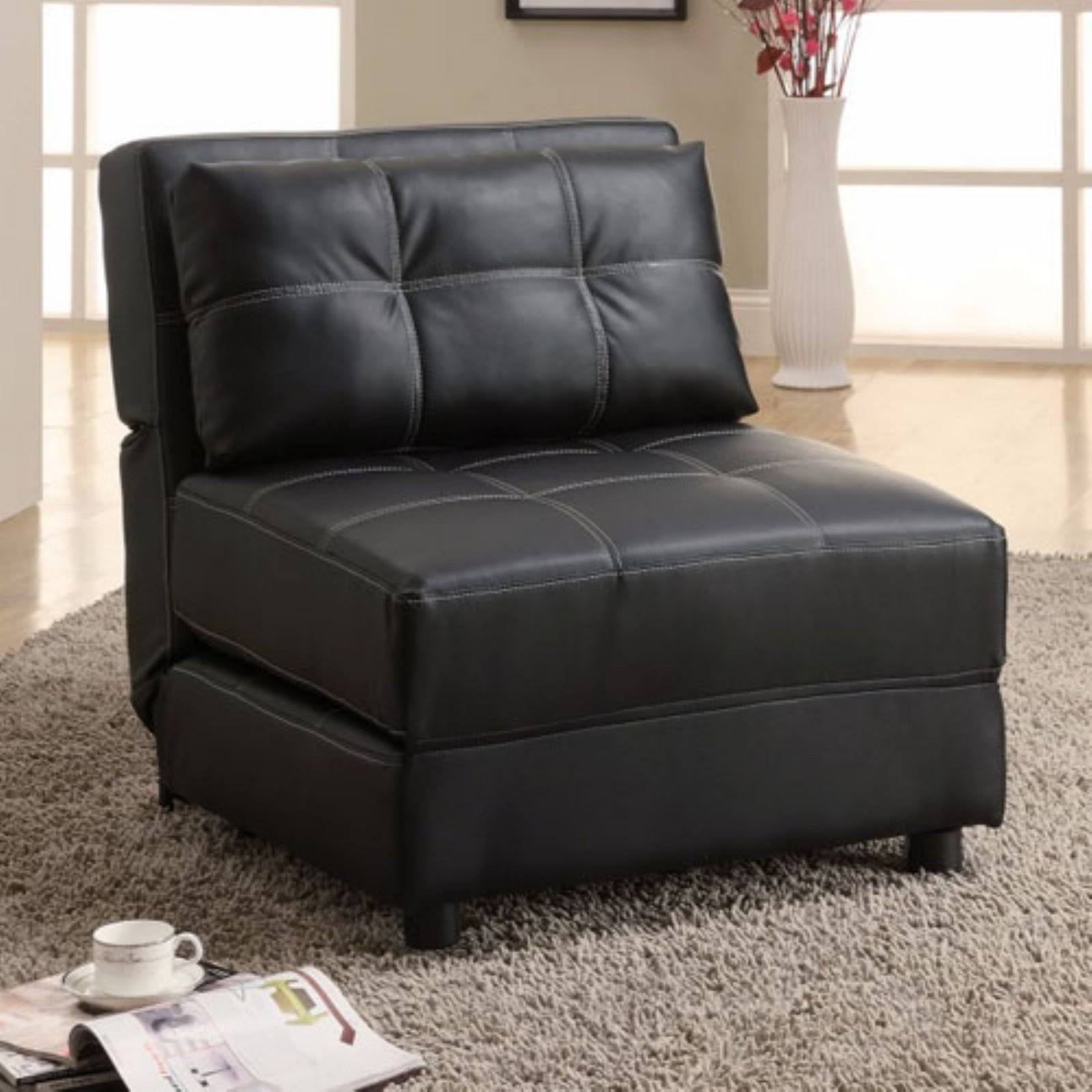Benzara - Contemporary Armless Accent Chair, Black