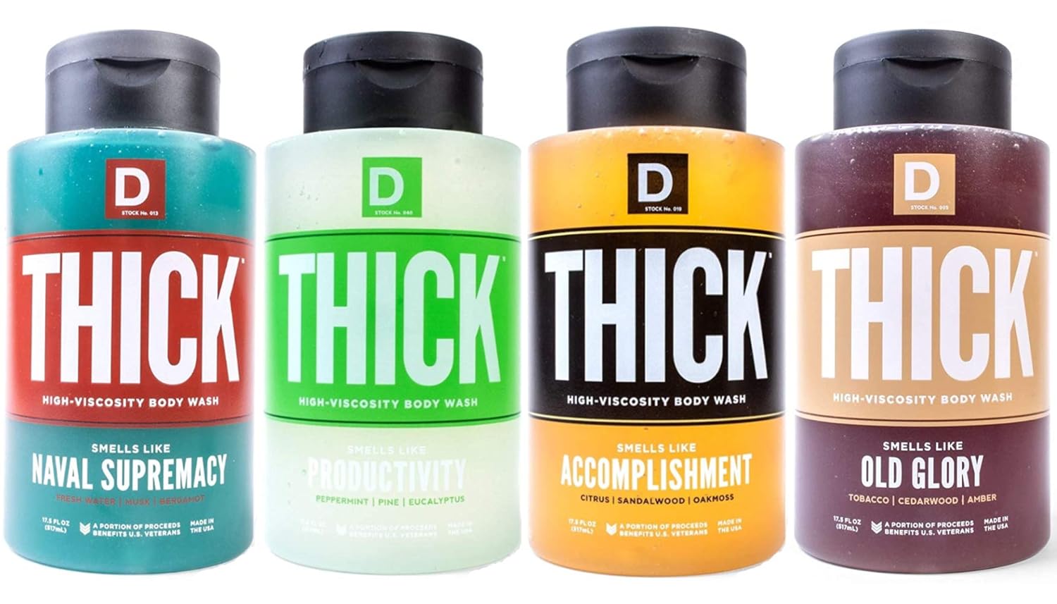 THICK High-Viscosity Body Wash, 17.5 oz, Grand Slam Bundle Set of 4 Pack of 2