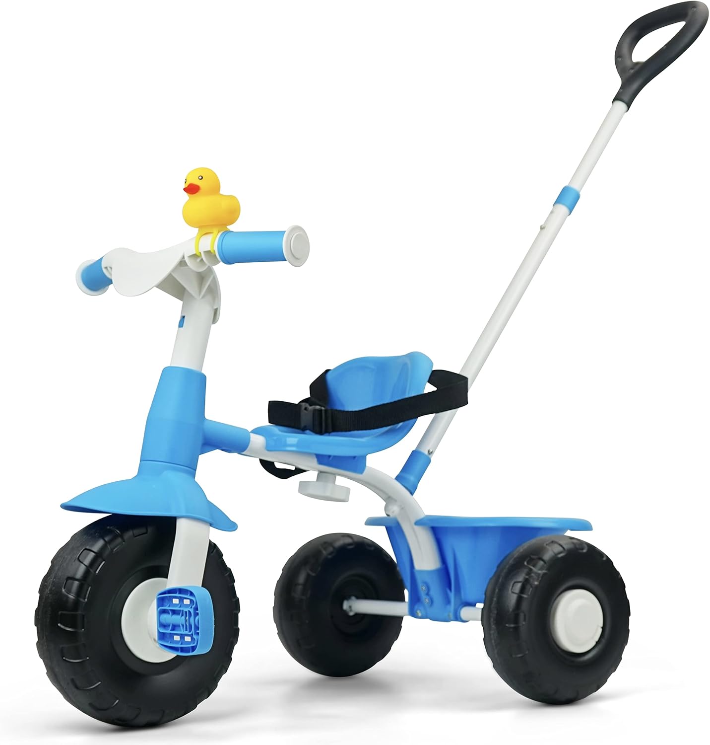 KRIDDO Kids Tricycles, Age 18 Months to 4 Years Old, Gift Toddler Tricycles, Trikes for Toddlers with Duck Bell, w/o Push Handle, Blue Pack of 2