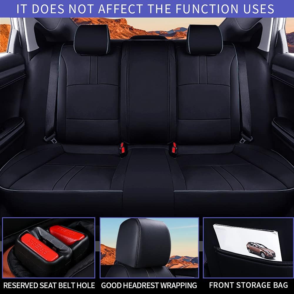 DISUTOGO Custom Fit Car Seat Covers for Honda Civic 2016 2017 2018 2019 2020 2021 2022 Sedan Full Set Faux Leather Waterproof Seat Cover Vehicle Protection Compatible Airbag Black
