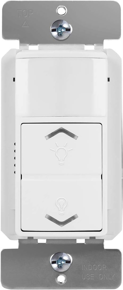 TOPGREENER Occupancy Vacancy PIR Motion Sensor with 0-10V Dimmer Light Switch, 800W Electronic Ballast or LED Driver, Single Pole Low-Voltage Dimmer, TDODS5-010, White