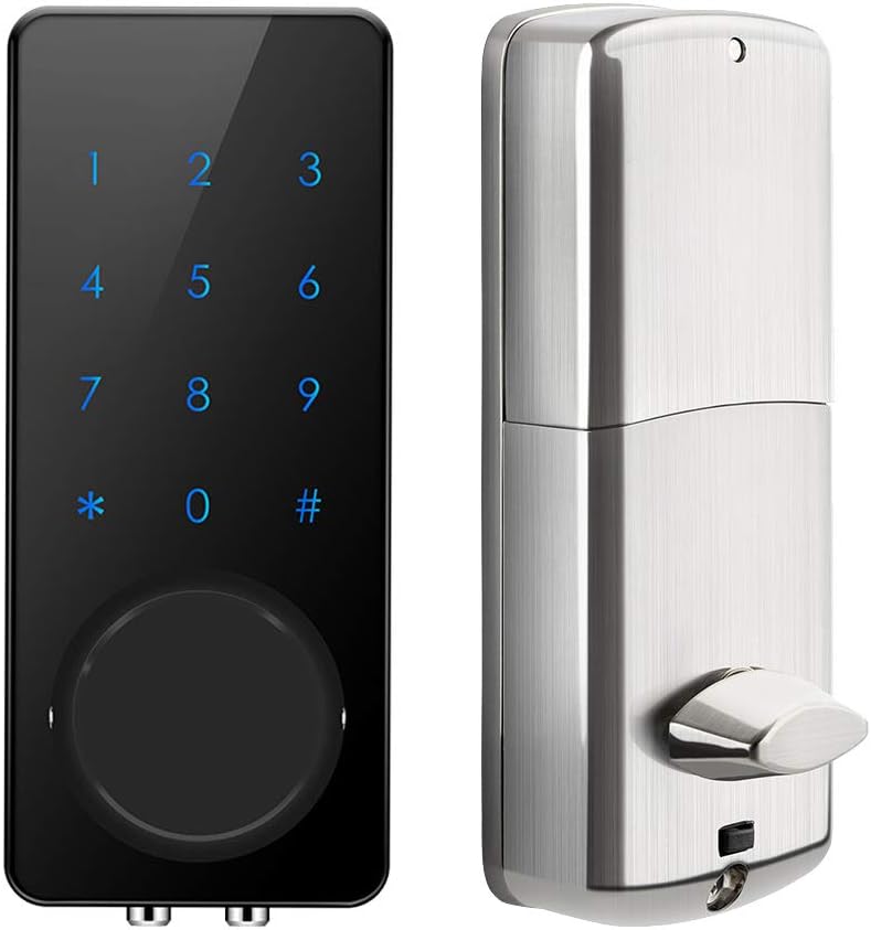 AKASO Smart Lock, Smart Electronic Door Lock APP Code Touch Screen Keypad Deadbolt Entrance Smart Electronic Digital Door Lock with Key Remote Keypad for Home Hotels Apartment (Black) Pack of 2